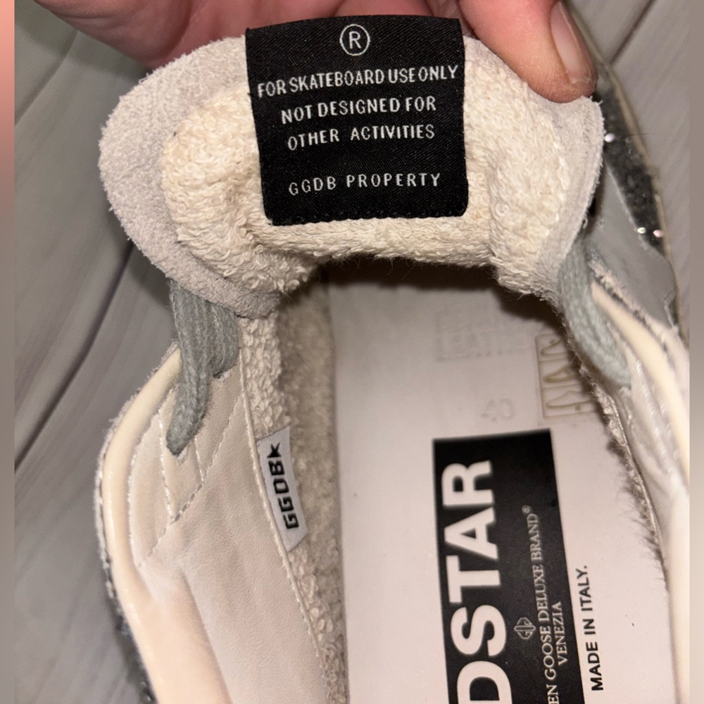 Golden goose women’s mid stars silver grey glitter 39 eu 9 tennis shoe sneaker - Picture 2 of 15